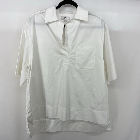 COS Size EURO 34 US 4 / S Cotton Rubab Tunic Top White Resort Wear Minimalist - Picture 2 of 8